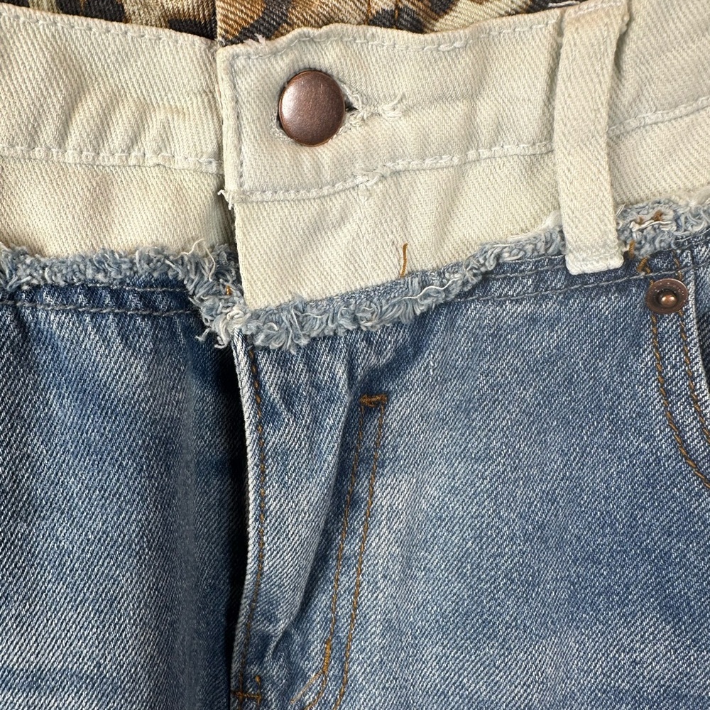 🆕 Oli & Hali Washed Denim Double Waist Jeans Leopard trim Wide-Leg 
NWOT - Picture 6 of 14